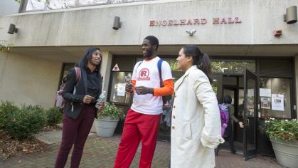 Students enjoying each others' company at Rutgers-Newark