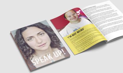 Front cover and inside page of Speak up PDF