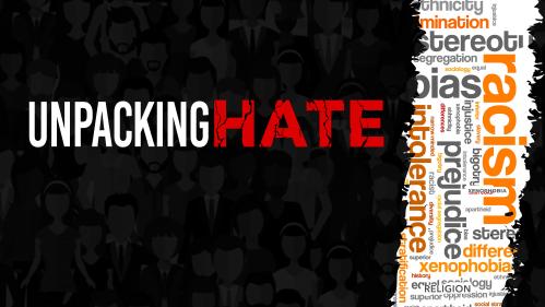 The words Unpack Hate against a dark background