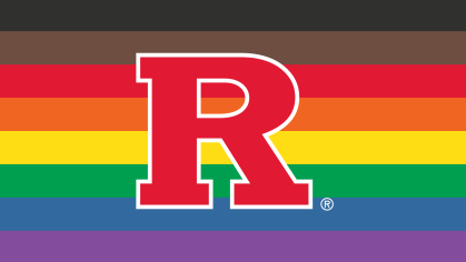 Rutgers R on Pride flag