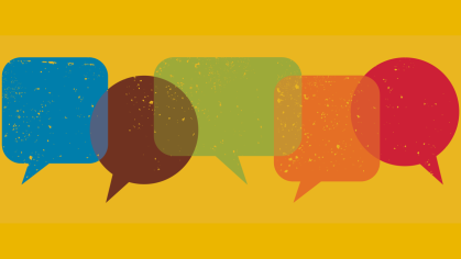 Thought bubbles graphic for the Tyler Clementi Center for Diversity Education and Bias Prevention