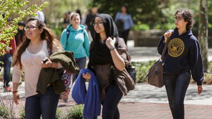 Students walking on Newark campus