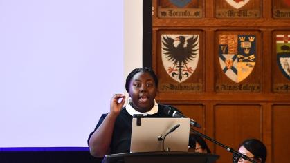 Rutgers–Newark Debate Team member Temitope Ogundare hones her skills.
