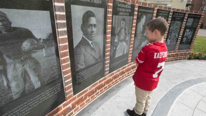Rutgers dedicated Paul Robeson Plaza on the Voorhees Mall in 2019 in celebration of the 100th anniversary of the graduation of its most acclaimed alumnus.