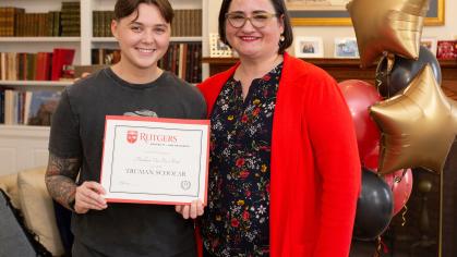 Rutgers Truman Scholar Maddison Van Der Mark (SAS '24) and Anne Wallen, director of the Office of Distinguished Fellowships.