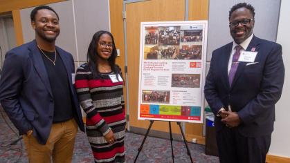 From left, Rutgers-Newark alumni Ty-Lynn Johnson, Jasmine Clarke and Charles A. Brown Assistant Dean for Inclusion, Diversity, Equity, & Access, Rutgers Business School.