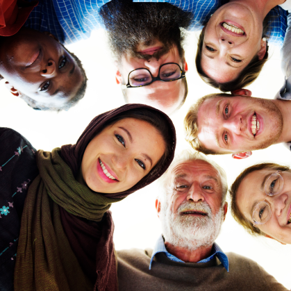 Adult different ages nationalities having fun together