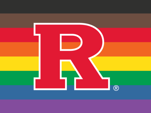 Rutgers R on Pride flag