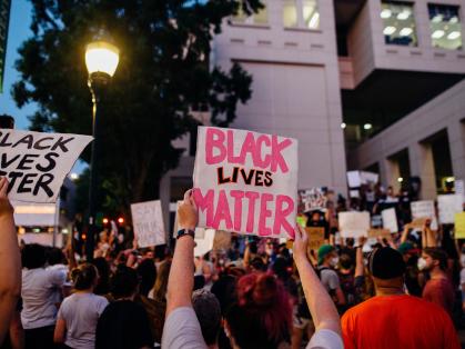 Black Lives Matter signs at protest