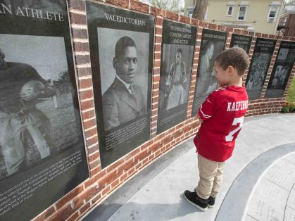 Rutgers dedicated Paul Robeson Plaza on the Voorhees Mall in 2019 in celebration of the 100th anniversary of the graduation of its most acclaimed alumnus.