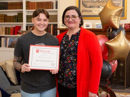 Rutgers Truman Scholar Maddison Van Der Mark (SAS '24) and Anne Wallen, director of the Office of Distinguished Fellowships.