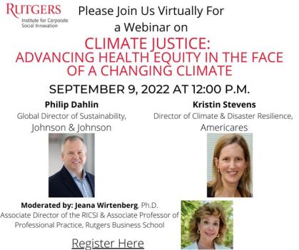 Save the date for our upcoming webinar - Climate Justice: Advancing Health Equity in the Face of a Changing Climate