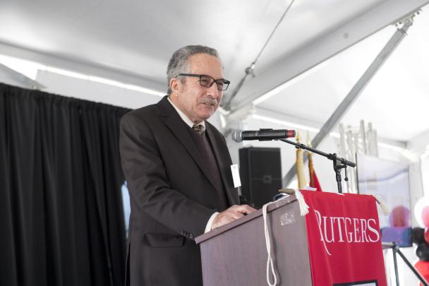 Clement A. Price Human Dignity Award recipient, Peter Guarnaccia professor of Human Ecology speaks during the Beloved Community Awards held in the presidents tent on College Avenue (Faculty, New Brunswick)