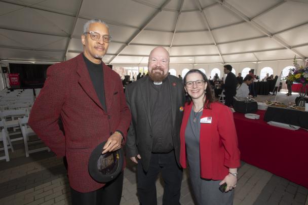 (l. to r.) Dr. Darren L. Clarke, Senior Director of Strategic Alliances & Online Programs for the Graduate School of Education, unknown and Rabbi Esther Reed, Interim Executive Director at Rutgers Hillel pictured at the Beloved Community Awards celebration