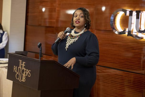 Dr. Joan Collier, Assistant Vice President for Equity and Inclusion, delivered opening remarks at the Committee to Advance our Common Purposes Awards Ceremony held at the Rutgers Club.