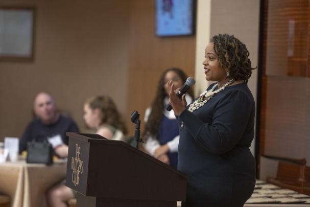 Dr. Joan Collier, Assistant Vice President for Equity and Inclusion, delivered opening remarks at the Committee to Advance our Common Purposes Awards Ceremony held at the Rutgers Club.