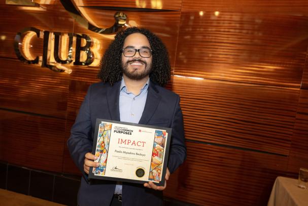 Paolo Miyashiro Bedoya, a graduate student at the Center for Social Justice Education & LGBT Communities in New Brunswick and a 2024 Impact Award recipient at the Committee to Advance our Common Purposes Awards Ceremony.