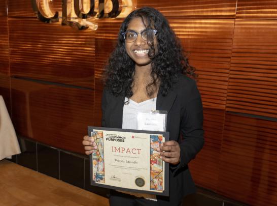 Pranita Sannidhi, an undergraduate student at the Rutgers Honors College in New Brunswick is a 2024 Impact Award recipient